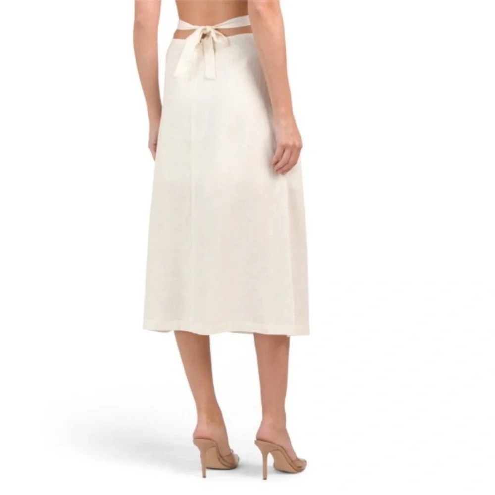WeWoreWhat // Linen Blend Cut Out Midi Skirt